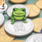Tres caricaturas encima de monedas doradas y plateadas.